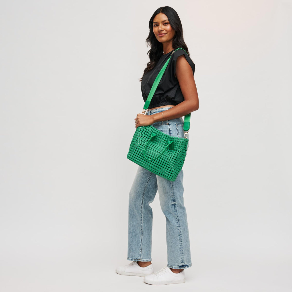 Woman wearing Kelly Green Sol and Selene Solstice - Medium Tote 841764109956 View 2 | Kelly Green
