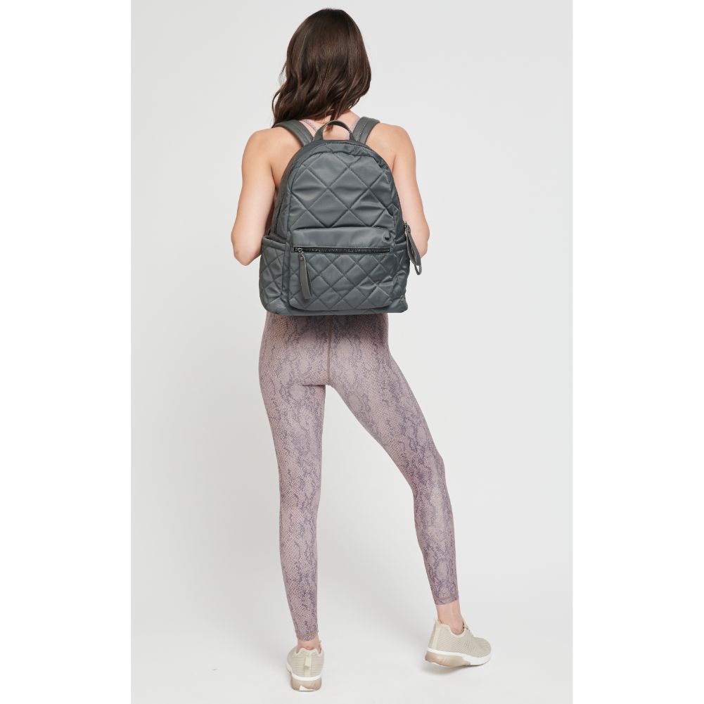 Woman wearing Charcoal Sol and Selene Motivator - Medium Backpack 841764100861 View 3 | Charcoal