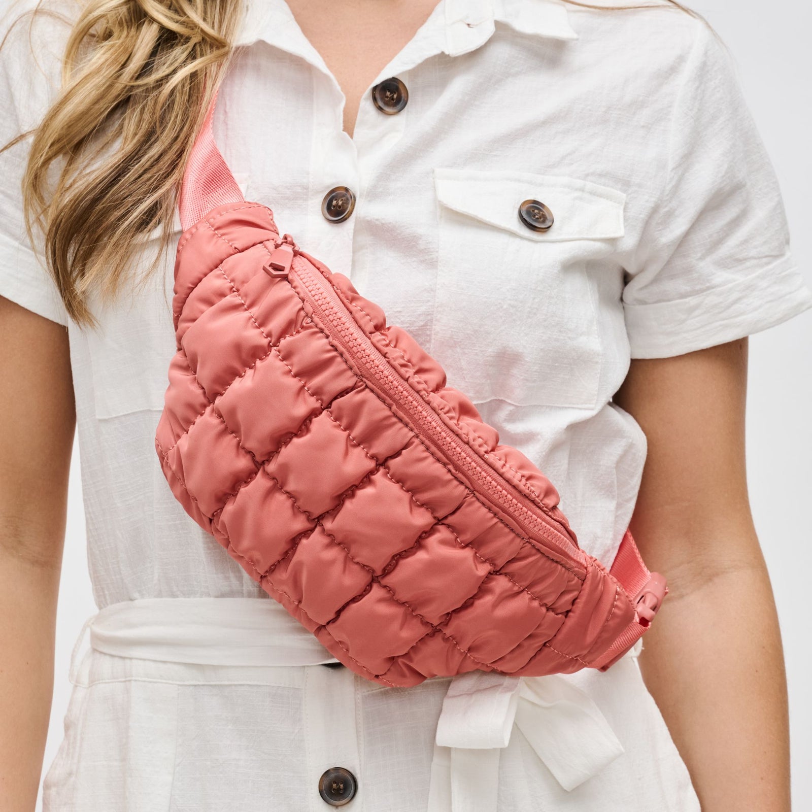 Woman wearing Black Sol and Selene Resurgence Belt Bag 841764109628 View 1 | Black