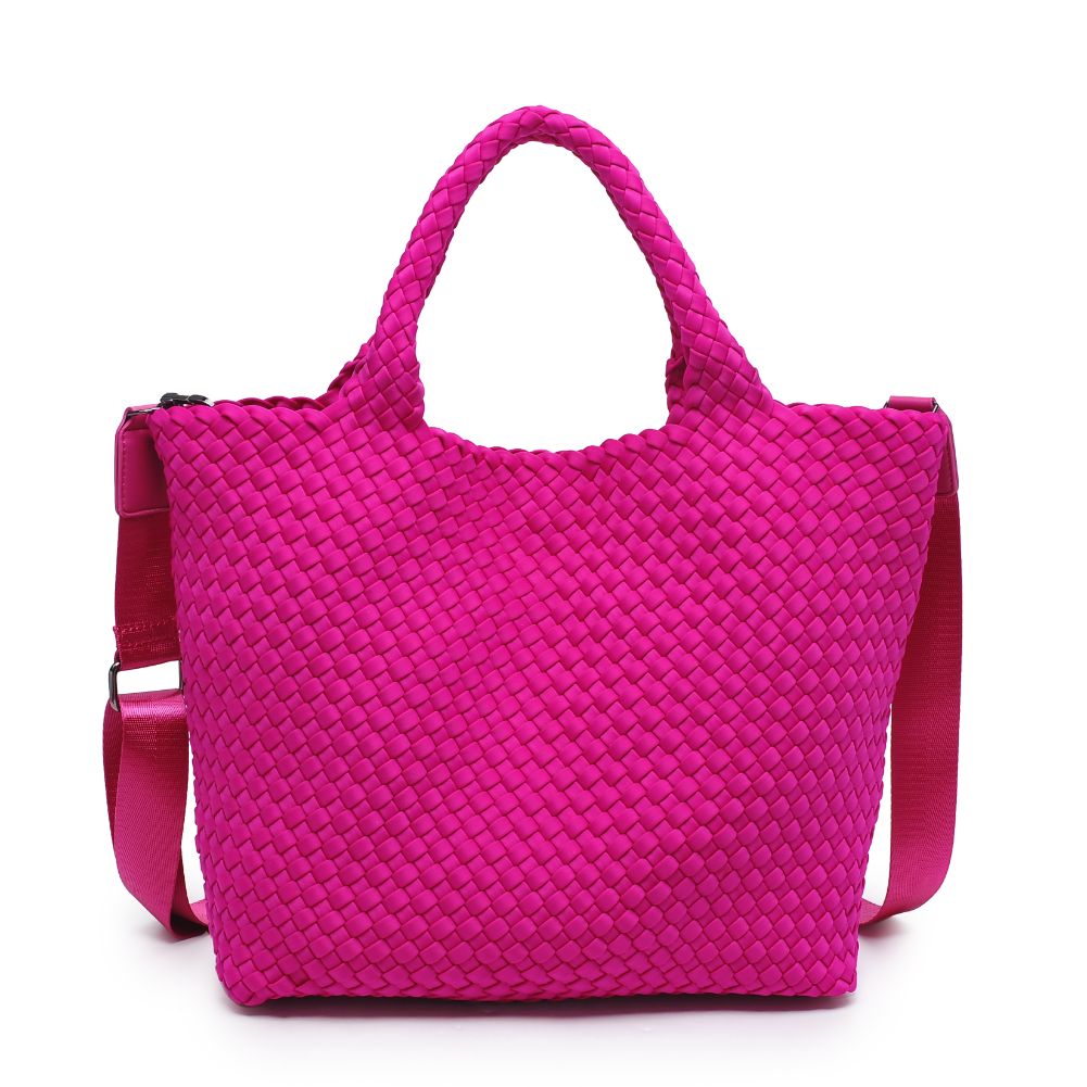 Woman wearing Fuchsia Sol and Selene Sky's The Limit - Medium Tote 841764107815 View 5 | Fuchsia