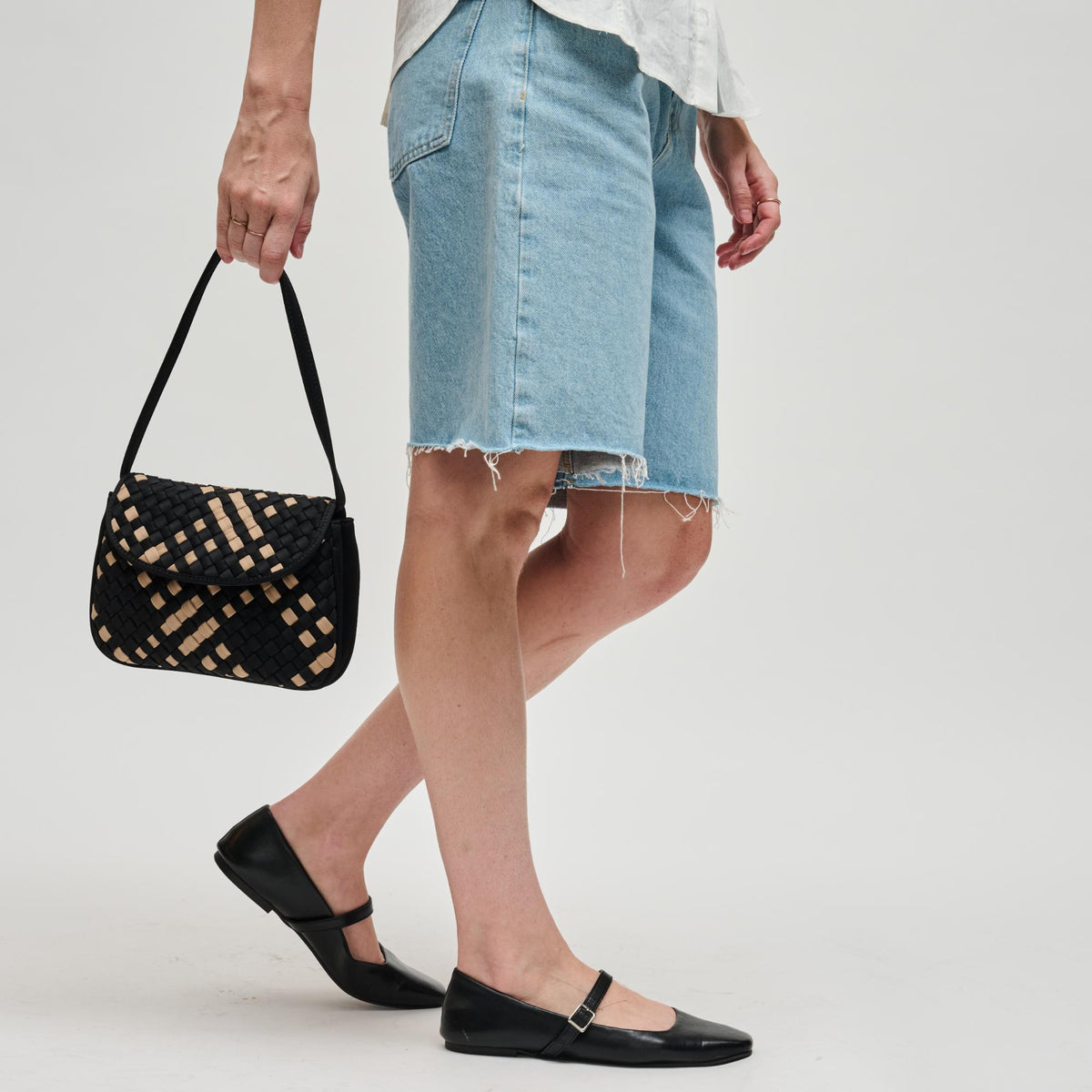 Woman wearing Black Nude Sol and Selene Astra Shoulder Bag 841764112406 View 4 | Black Nude