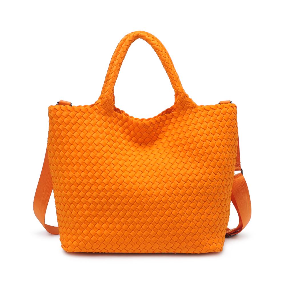 Woman wearing Orange Sol and Selene Sky's The Limit - Medium Tote 841764108829 View 5 | Orange