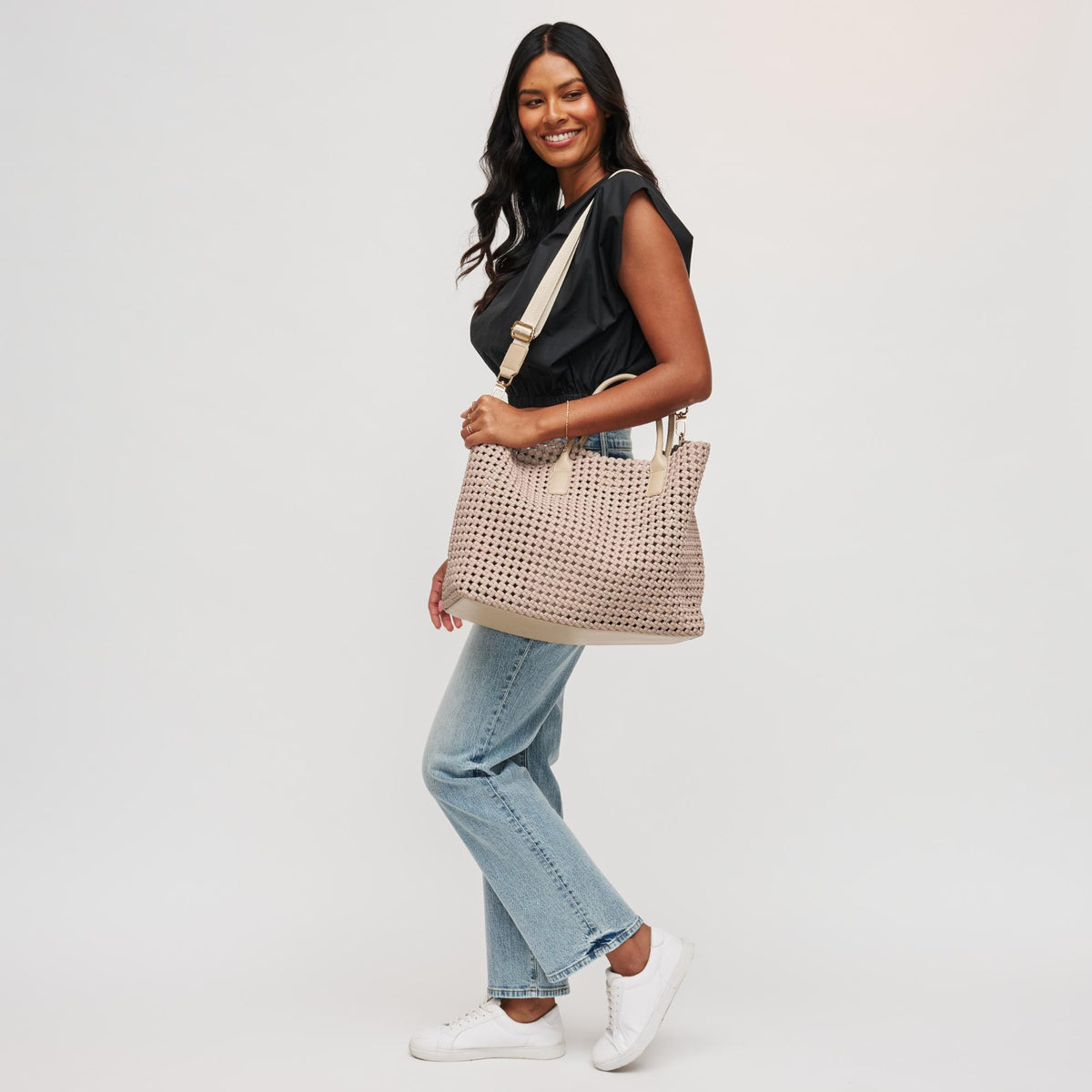 Woman wearing Nude Sol and Selene Solstice - Large Tote 841764109918 View 3 | Nude