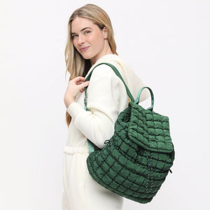 Woman wearing Emerald Sol and Selene Vitality Backpack 841764108515 View 3 | Emerald