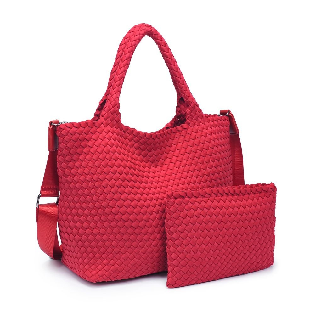Woman wearing Red Sol and Selene Sky's The Limit - Medium Tote 841764108188 View 6 | Red