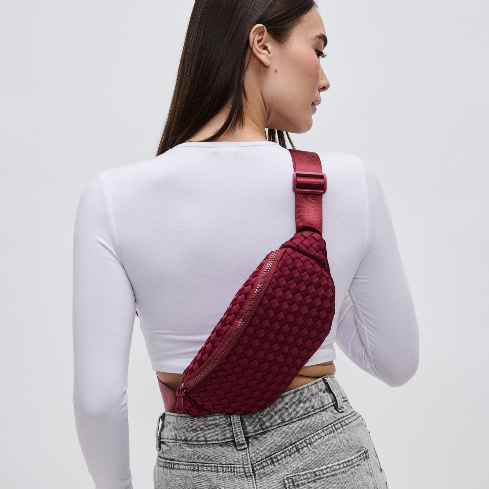 Woman wearing Black Sol and Selene Aim High Belt Bag 841764108102 View 1 | Black
