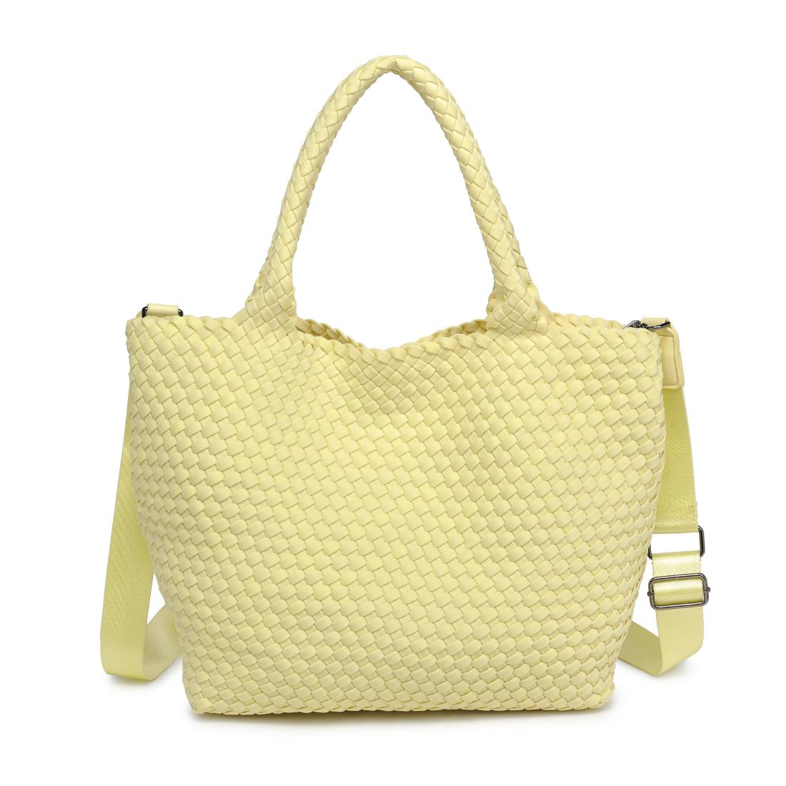Woman wearing Butter Sol and Selene Sky's The Limit - Medium Tote 841764111287 View 7 | Butter