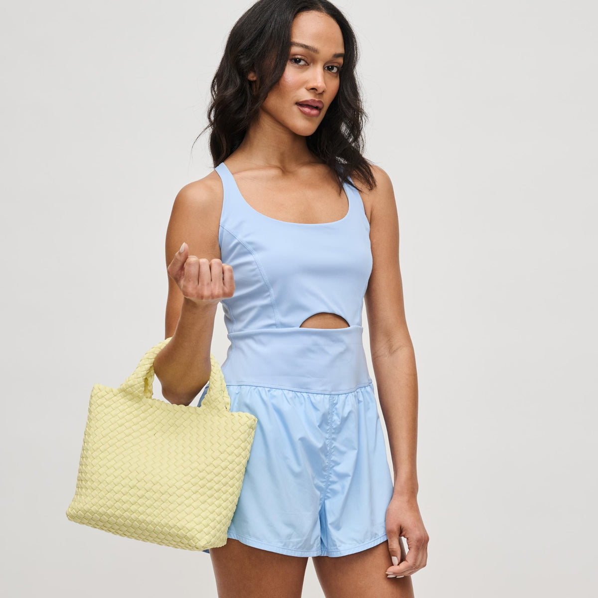 Woman wearing Butter Sol and Selene Sky's The Limit - Small Crossbody 841764111386 View 2 | Butter