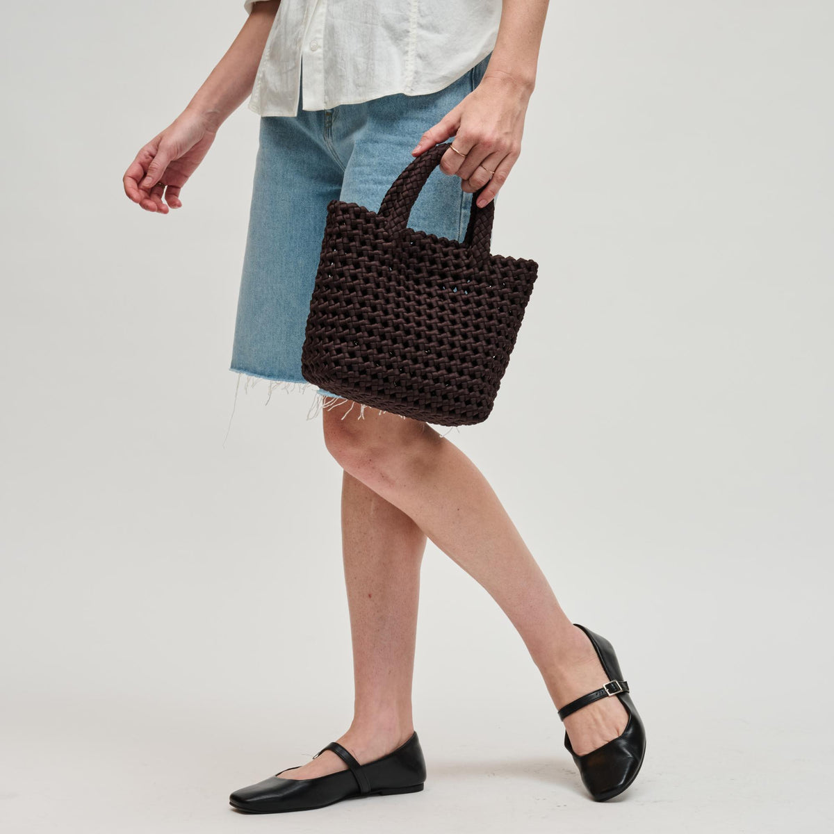 Woman wearing Chocolate Sol and Selene Ambrosia Small Crossbody 841764112697 View 3 | Chocolate