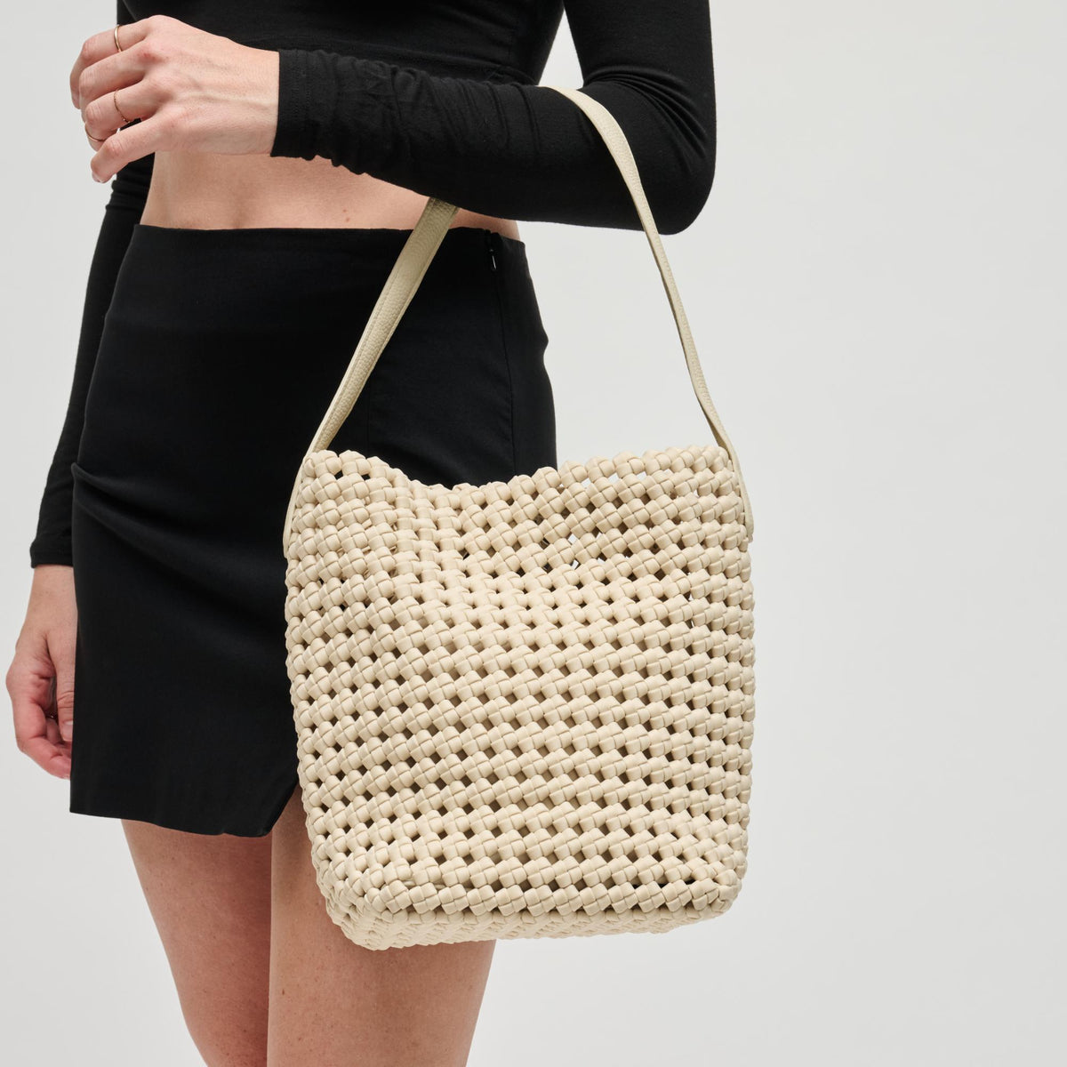 Woman wearing Cream Sol and Selene Gaia Shoulder Bag 841764112826 View 4 | Cream