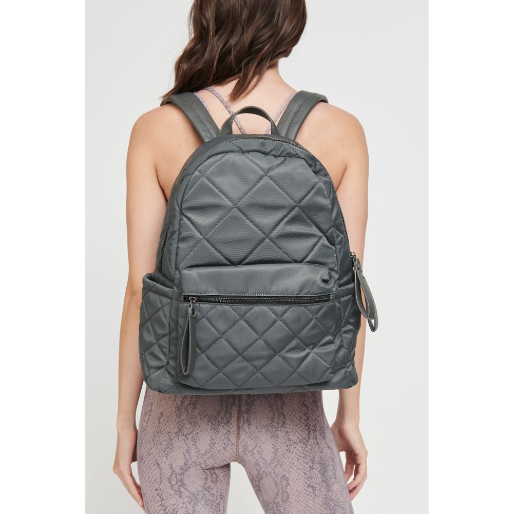 Woman wearing Charcoal Sol and Selene Motivator - Medium Backpack 841764100861 View 1 | Charcoal