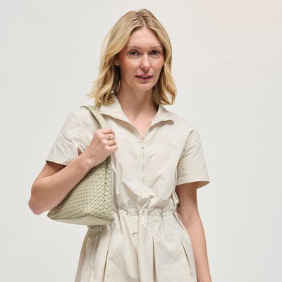 Woman wearing Sage Sol and Selene Harmonia - Woven Neoprene Shoulder Bag 841764112567 View 1 | Sage