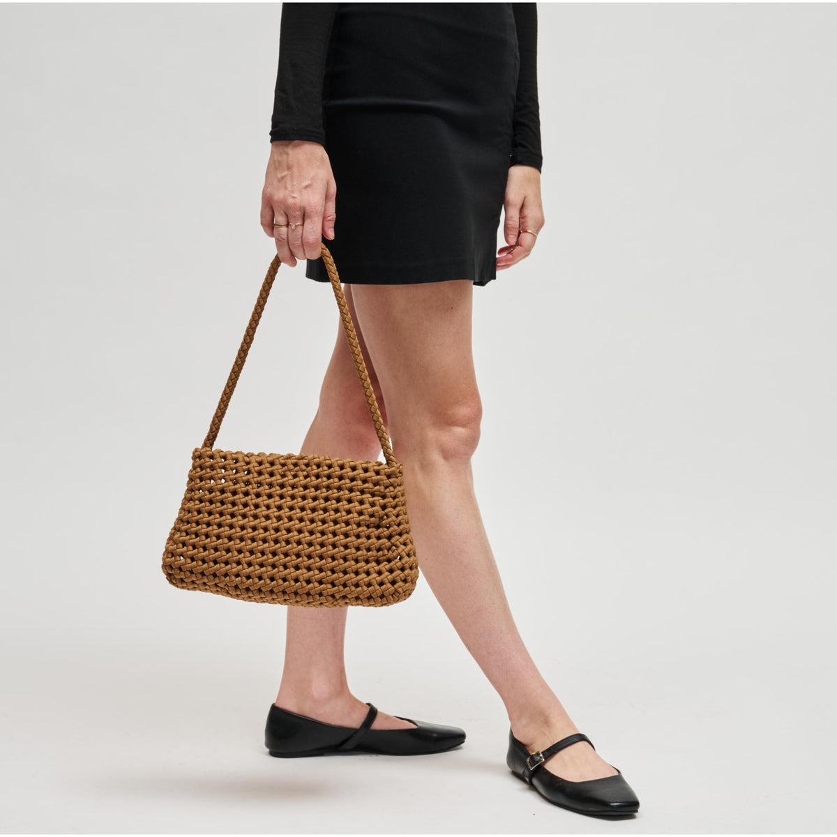 Woman wearing Sand Sol and Selene Solara Shoulder Bag 841764113007 View 3 | Sand