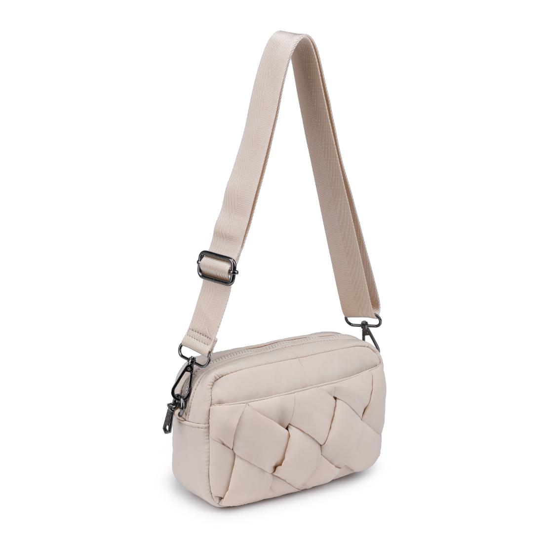 Woman wearing Cream Sol and Selene Inspiration - Braided Woven Nylon Crossbody 841764111799 View 6 | Cream