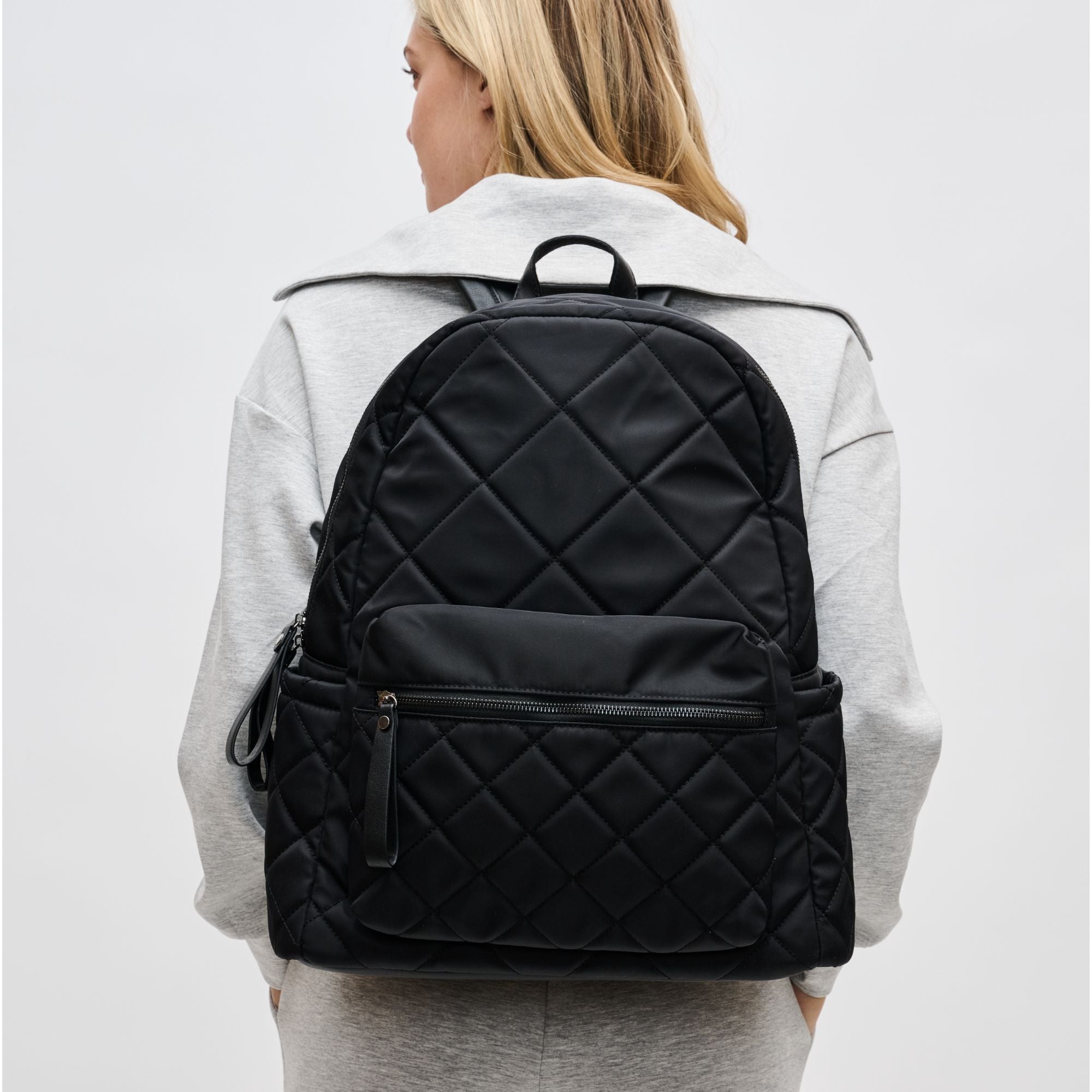 Sol and Selene black   Quilted Backpack - Stylish Everyday Carry Vitality - Sol and Selene main image 3
