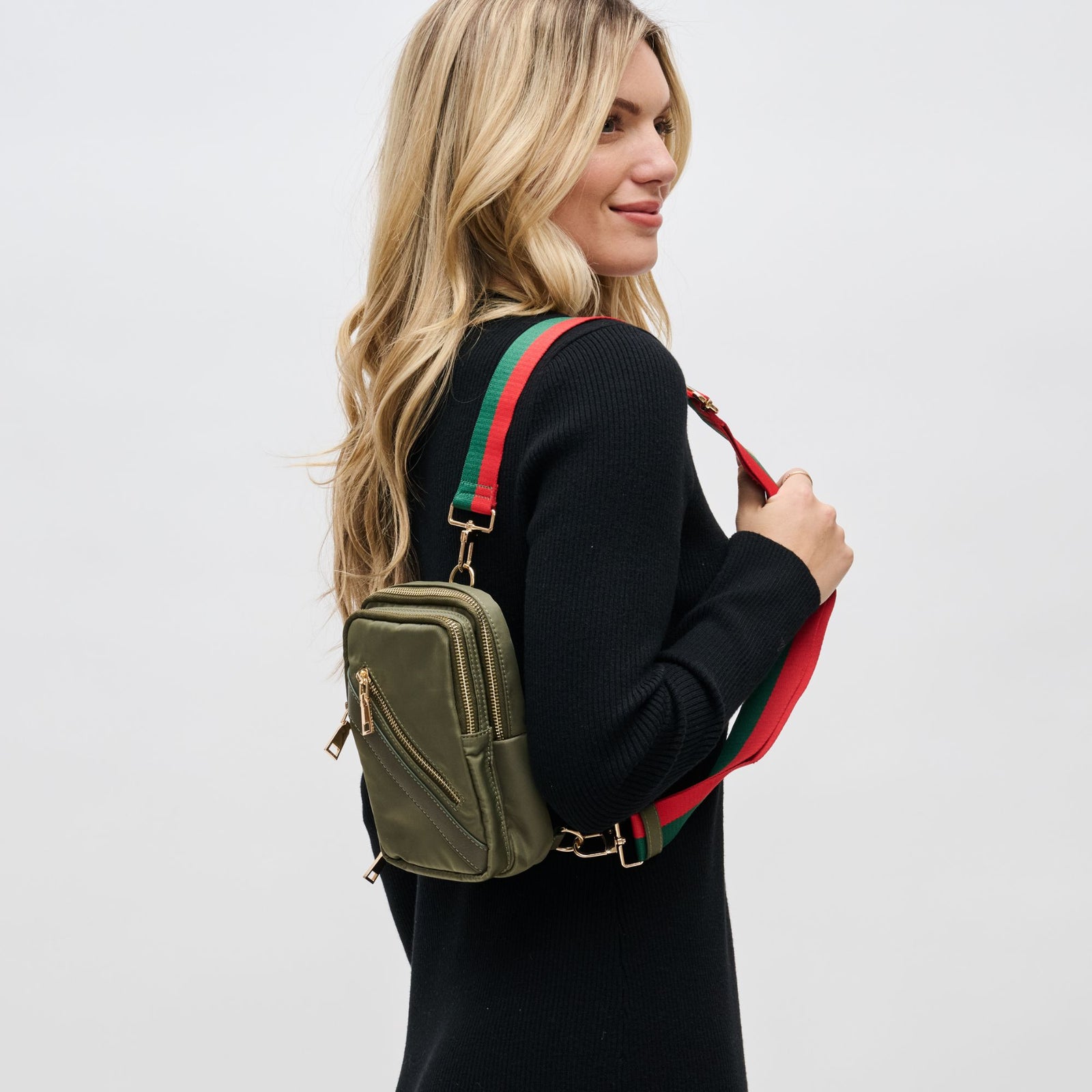 Woman wearing Black Sol and Selene Accolade Sling Backpack 841764106405 View 1 | Black