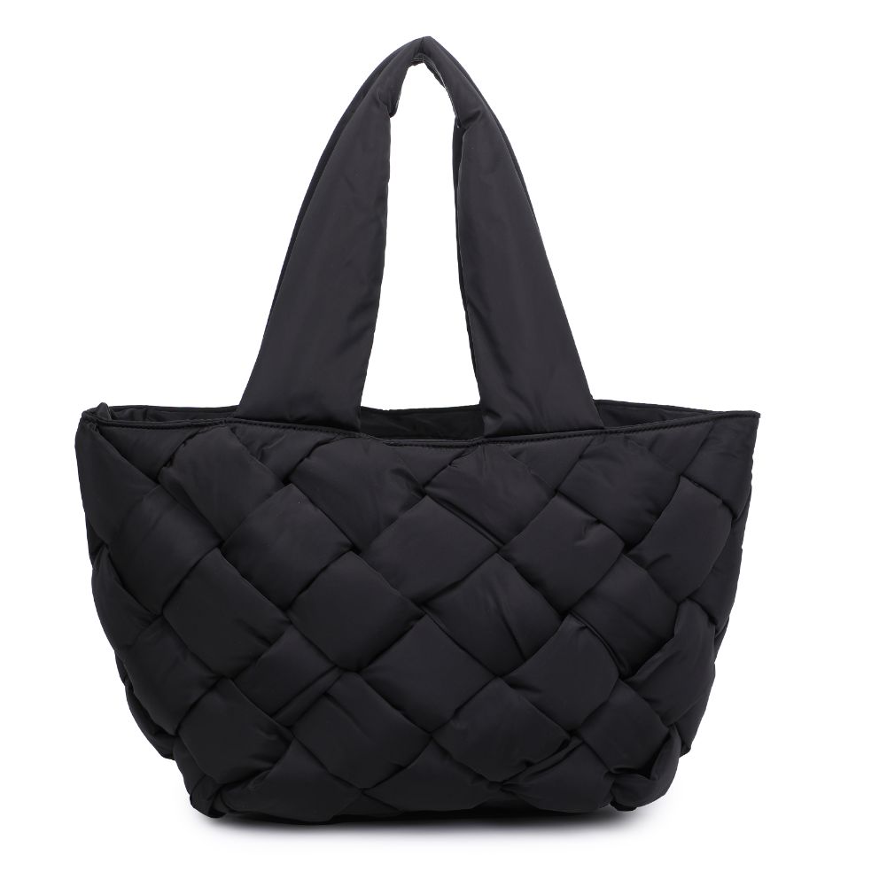 Woman wearing Black Sol and Selene Intuition East West Tote 841764107297 View 5 | Black