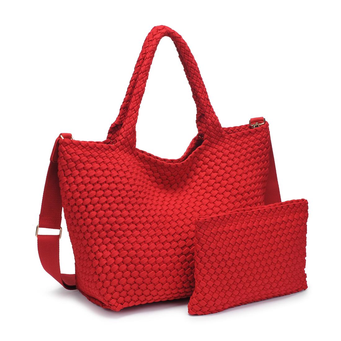 Product Image of Sol and Selene Sky's The Limit - Medium Laced Up Eco-Edition Tote 841764111645 View 6 | Red