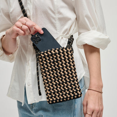Woman wearing Black Nude Sol and Selene Eos Cell Phone Crossbody 841764113069 View 1 | Black Nude