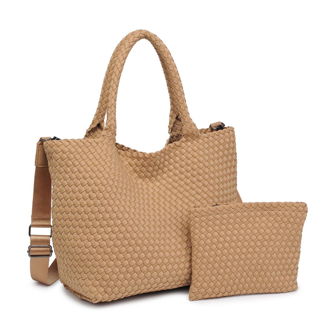 Woman wearing Nude Sol and Selene Sky's The Limit - Medium Tote 841764107785 View 6 | Nude