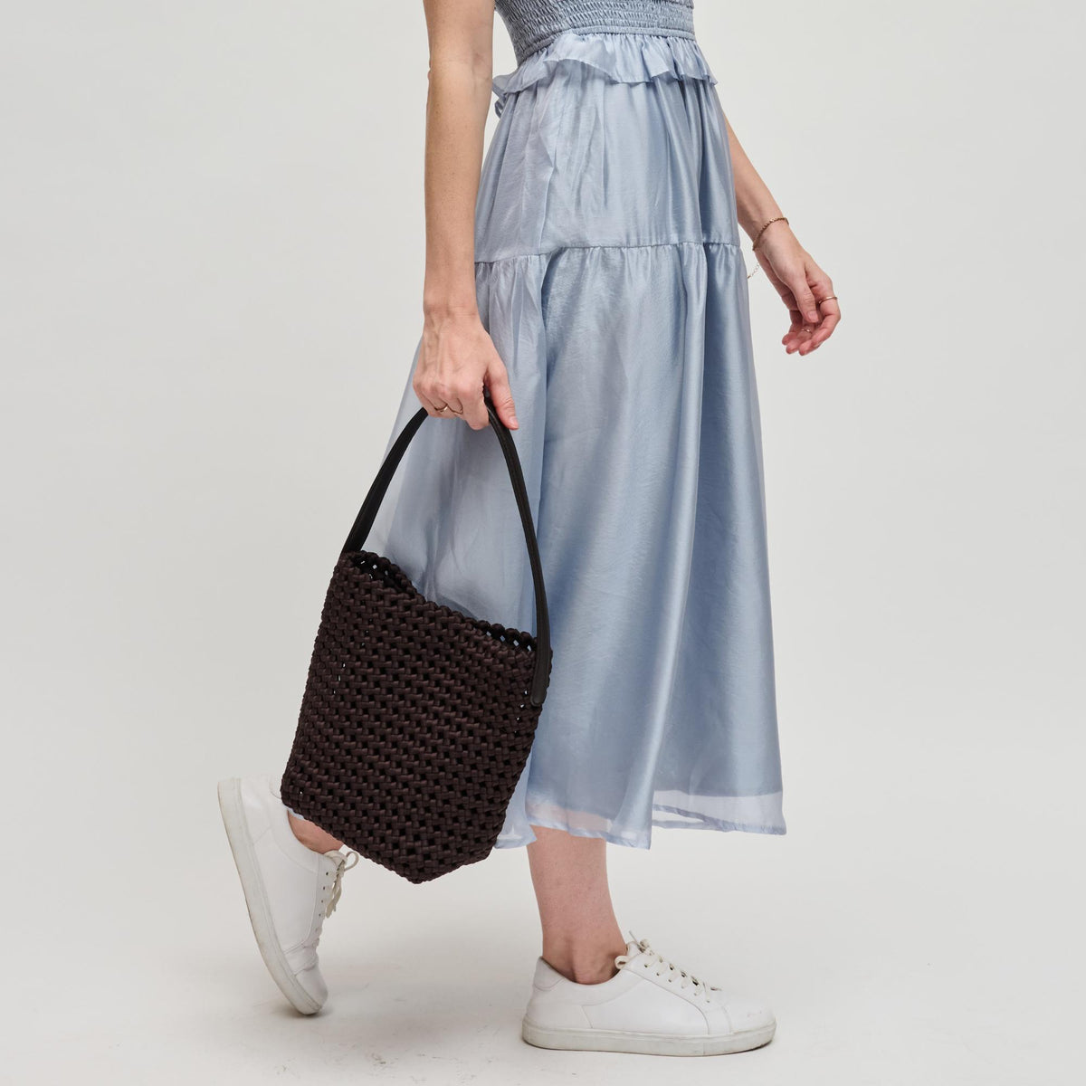 Woman wearing Chocolate Sol and Selene Gaia Shoulder Bag 841764112819 View 3 | Chocolate
