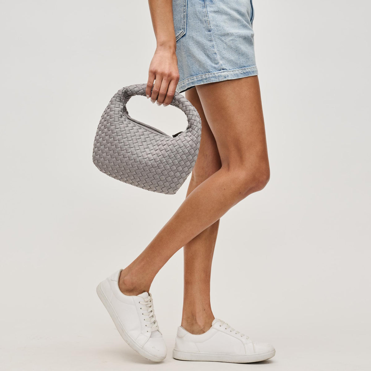 Woman wearing Fog Sol and Selene Dare to Dream - Small Woven Neoprene Clutch 841764111508 View 4 | Fog