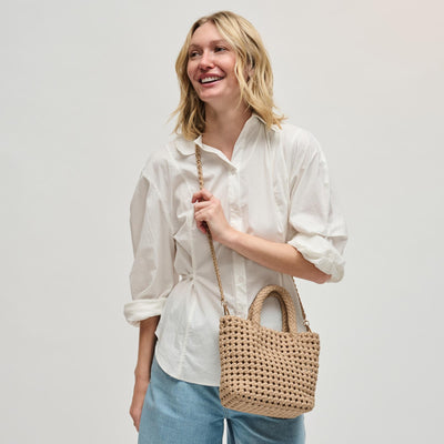 Woman wearing Nude Sol and Selene Ambrosia Small Crossbody 841764112949 View 1 | Nude