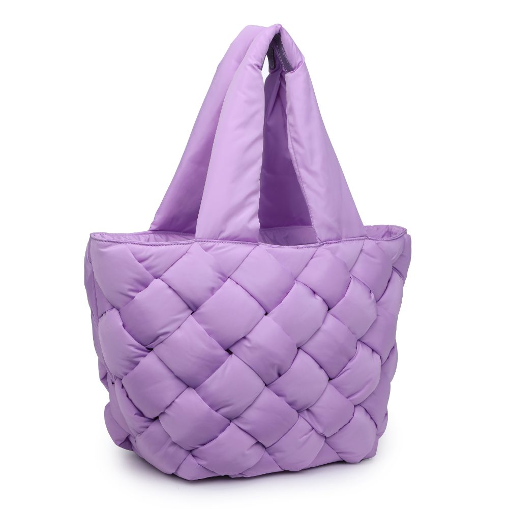 Woman wearing Lilac Sol and Selene Intuition East West Tote 841764107884 View 6 | Lilac
