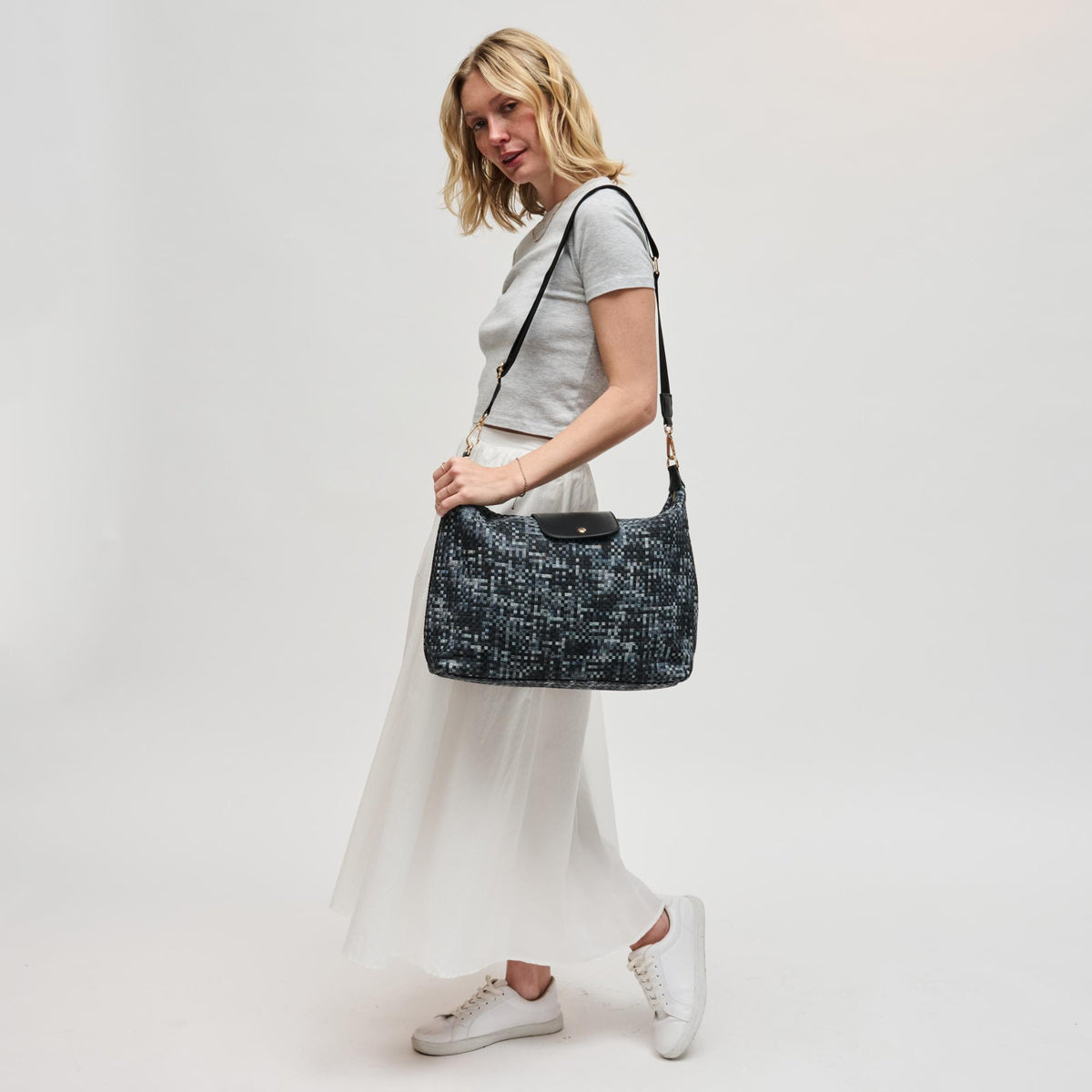 Woman wearing Black Sol and Selene Aurora Shoulder Bag 841764112598 View 4 | Black