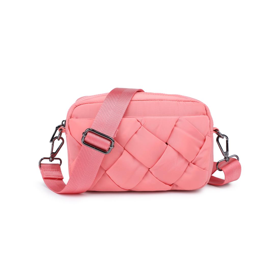 Woman wearing Salmon Sol and Selene Inspiration - Braided Woven Nylon Crossbody 841764111812 View 5 | Salmon