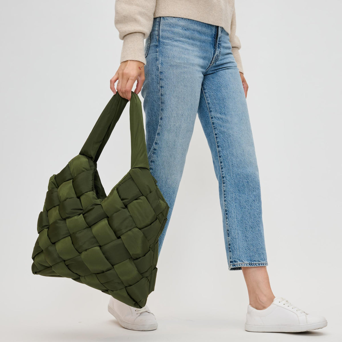 Woman wearing Olive Sol and Selene Illumine Tote 841764110822 View 1 | Olive