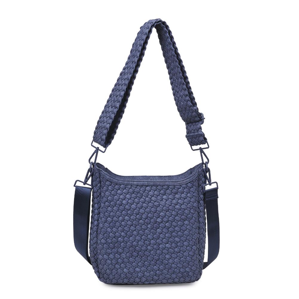Woman wearing Dark Denim Sol and Selene Kismet - Woven Neoprene Crossbody 841764110198 View 7 | Dark Denim
