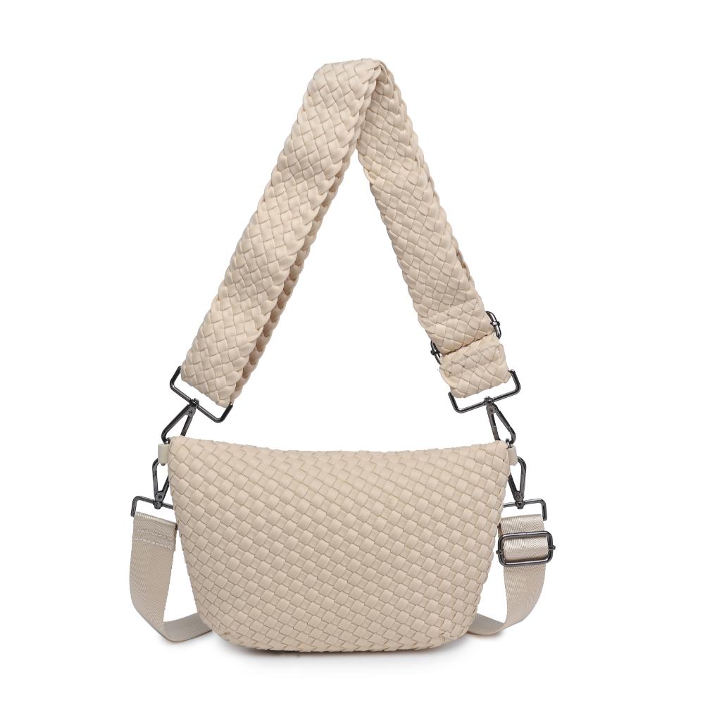 Woman wearing Cream Sol and Selene Ethereal - Woven Neoprene Crossbody 841764110846 View 7 | Cream