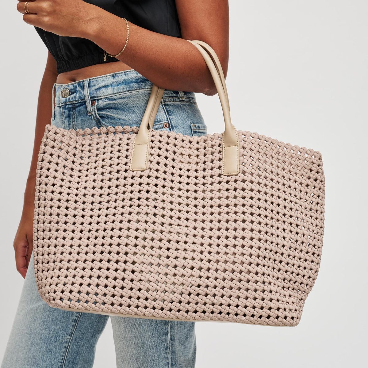 Woman wearing Nude Sol and Selene Solstice - Large Tote 841764109918 View 1 | Nude