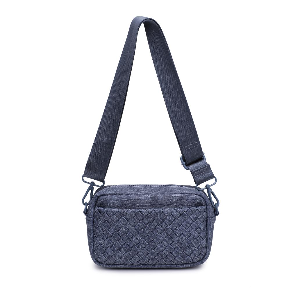 Woman wearing Dark Denim Sol and Selene Inspiration - Woven Neoprene Crossbody 841764110501 View 7 | Dark Denim