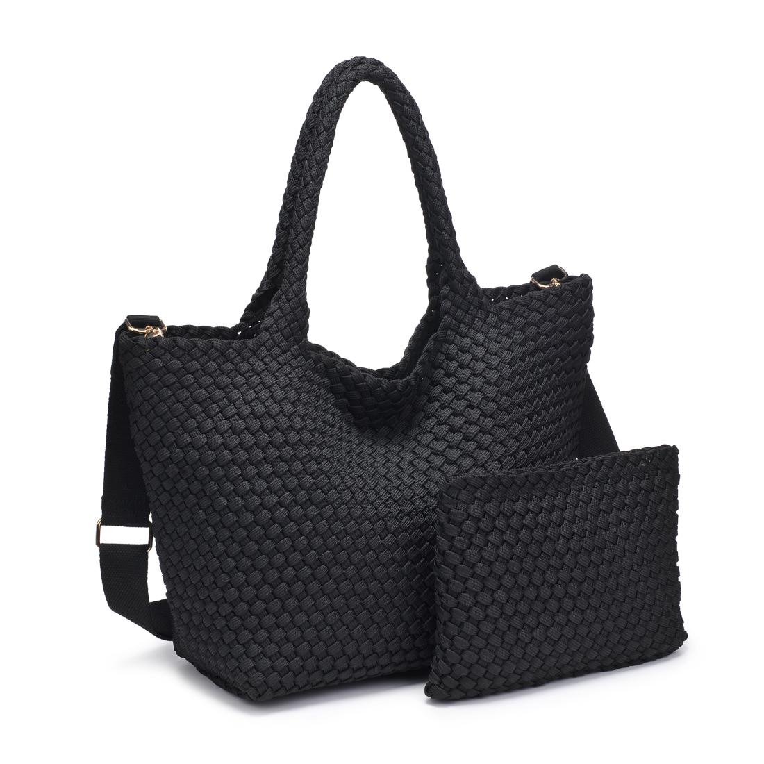 Product Image of Sol and Selene Sky's The Limit - Medium Laced Up Eco-Edition Tote 841764111591 View 6 | Black