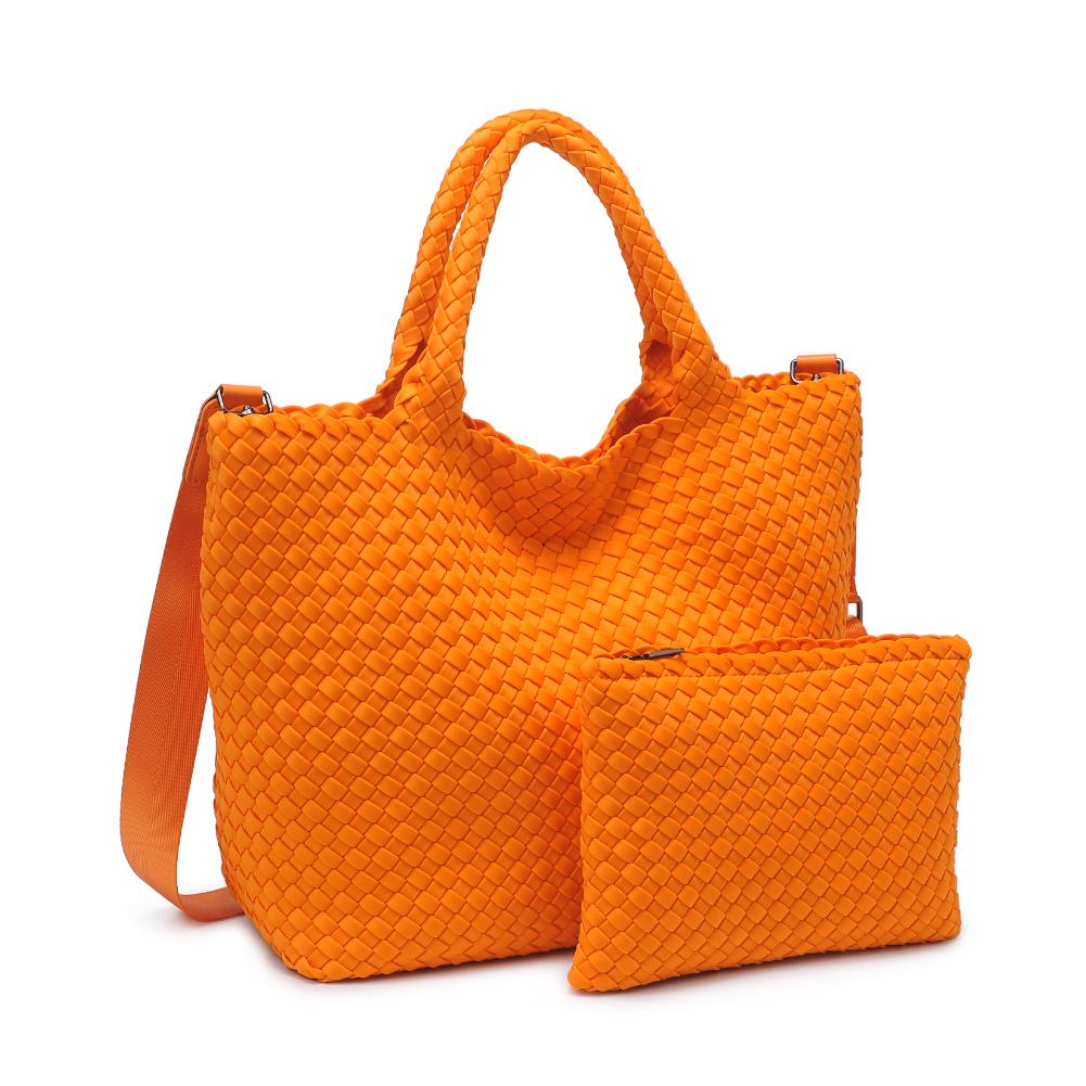 Woman wearing Orange Sol and Selene Sky's The Limit - Medium Tote 841764108829 View 6 | Orange