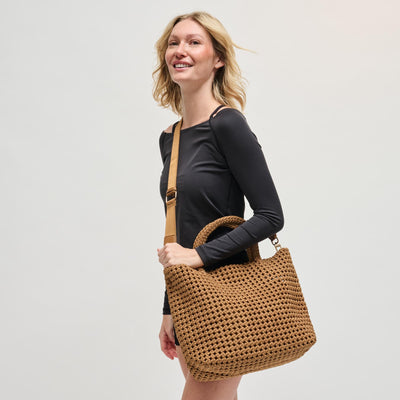 Woman wearing Sand Sol and Selene Ambrosia Medium Tote 841764112765 View 1 | Sand