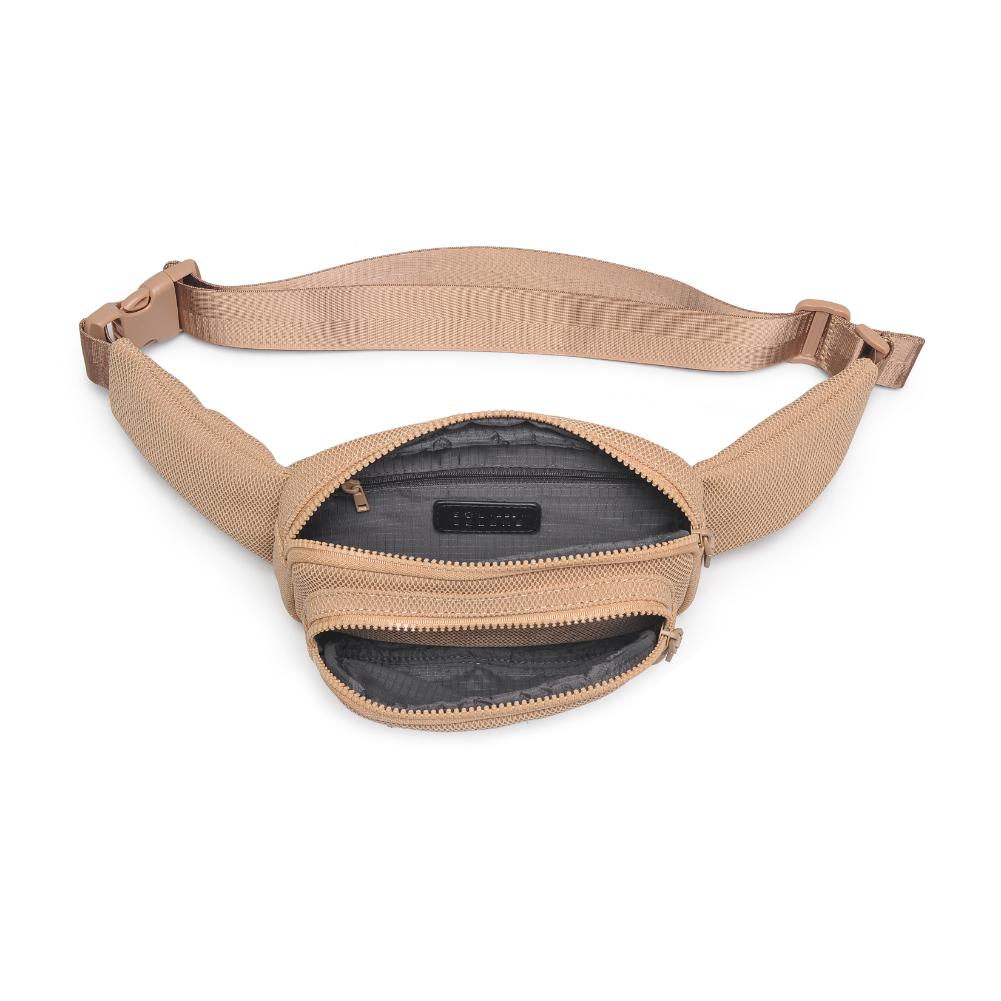 Woman wearing Natural Sol and Selene Hip Hugger - Neoprene Mesh Belt Bag 841764109864 View 9 | Natural