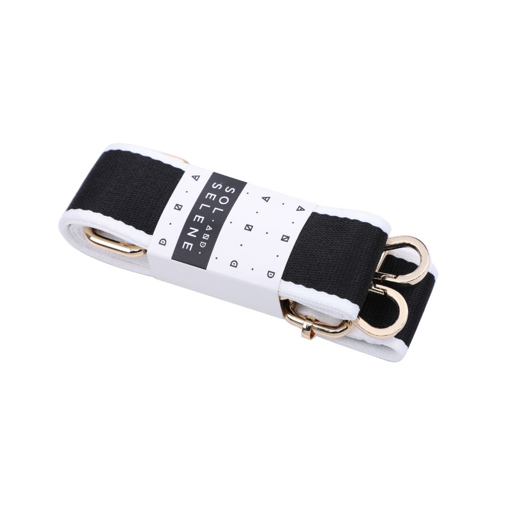 Woman wearing Black White Sol and Selene Adjustable Shoulder Crossbody Strap Shoulder Strap 841764106221 View 9 | Black White
