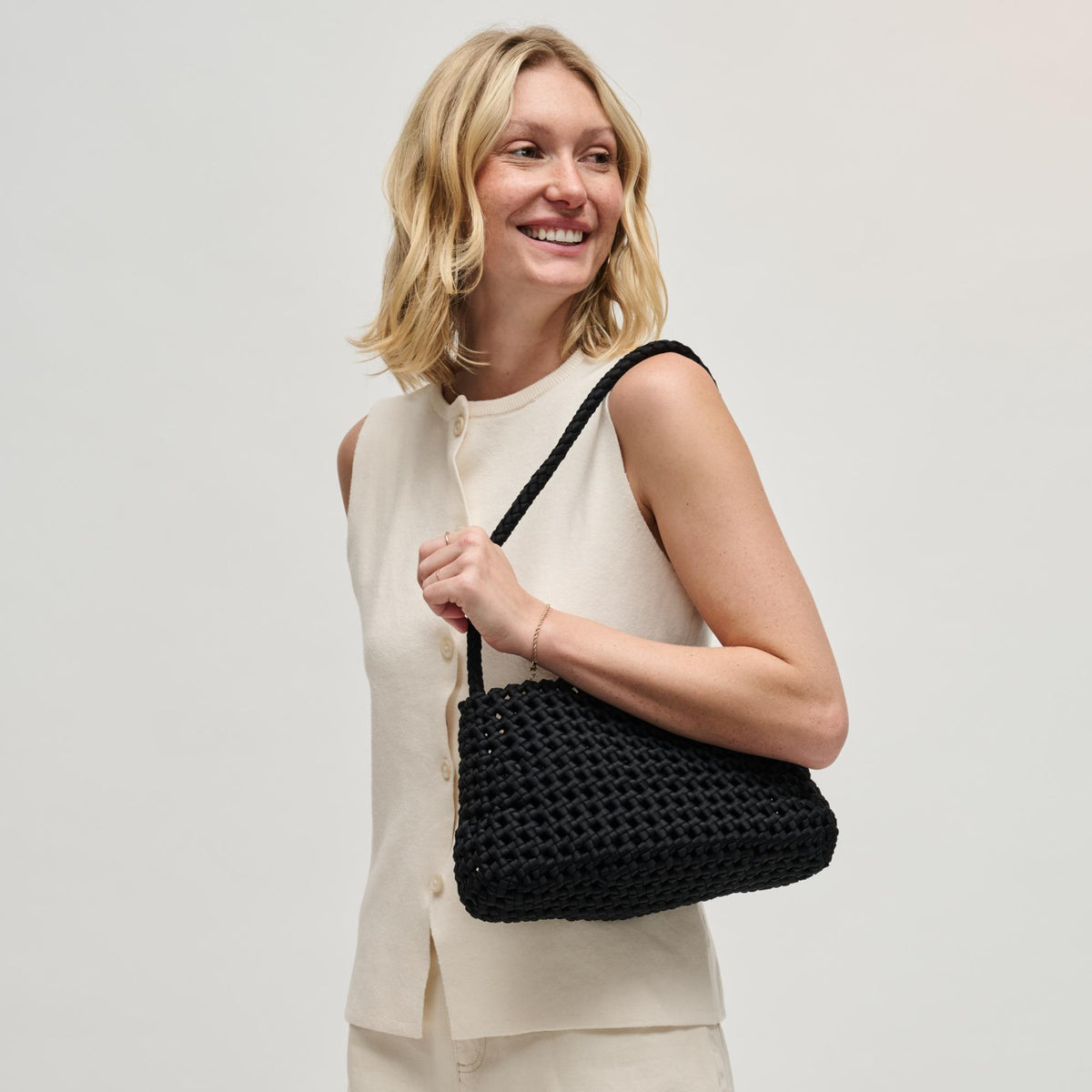 Woman wearing Black Sol and Selene Solara Shoulder Bag 841764112987 View 2 | Black