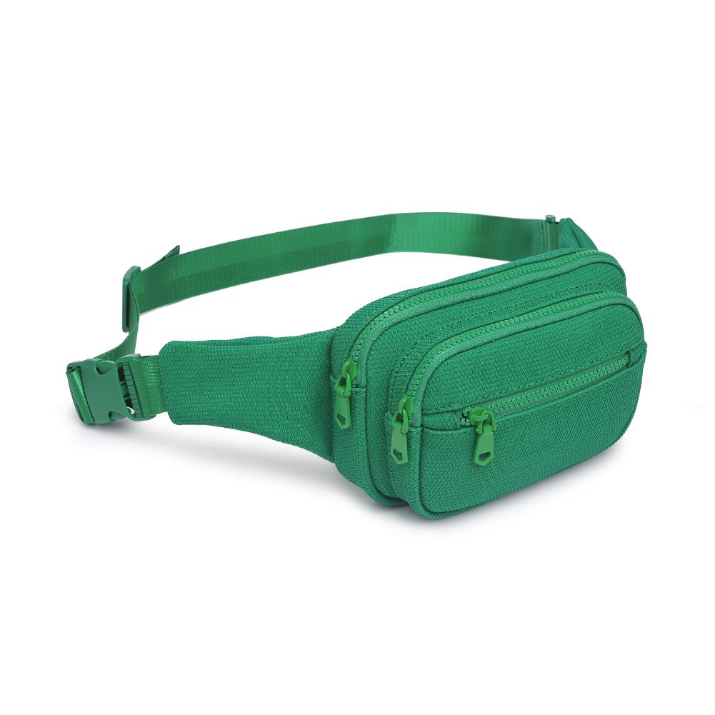 Woman wearing Green Sol and Selene Hip Hugger - Neoprene Mesh Belt Bag 841764109840 View 6 | Green
