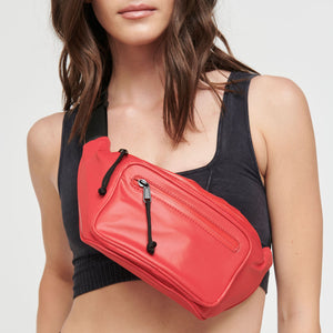 Woman wearing Bright Red Sol and Selene Hands Down Belt Bag 841764104234 View 1 | Bright Red