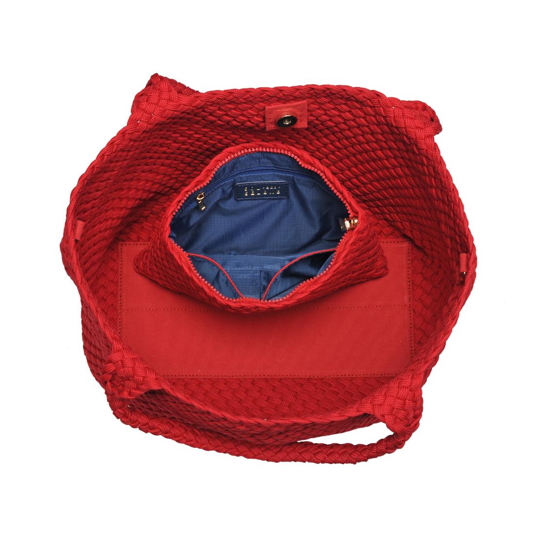 Product Image of Sol and Selene Sky's The Limit - Medium Laced Up Eco-Edition Tote 841764111645 View 8 | Red