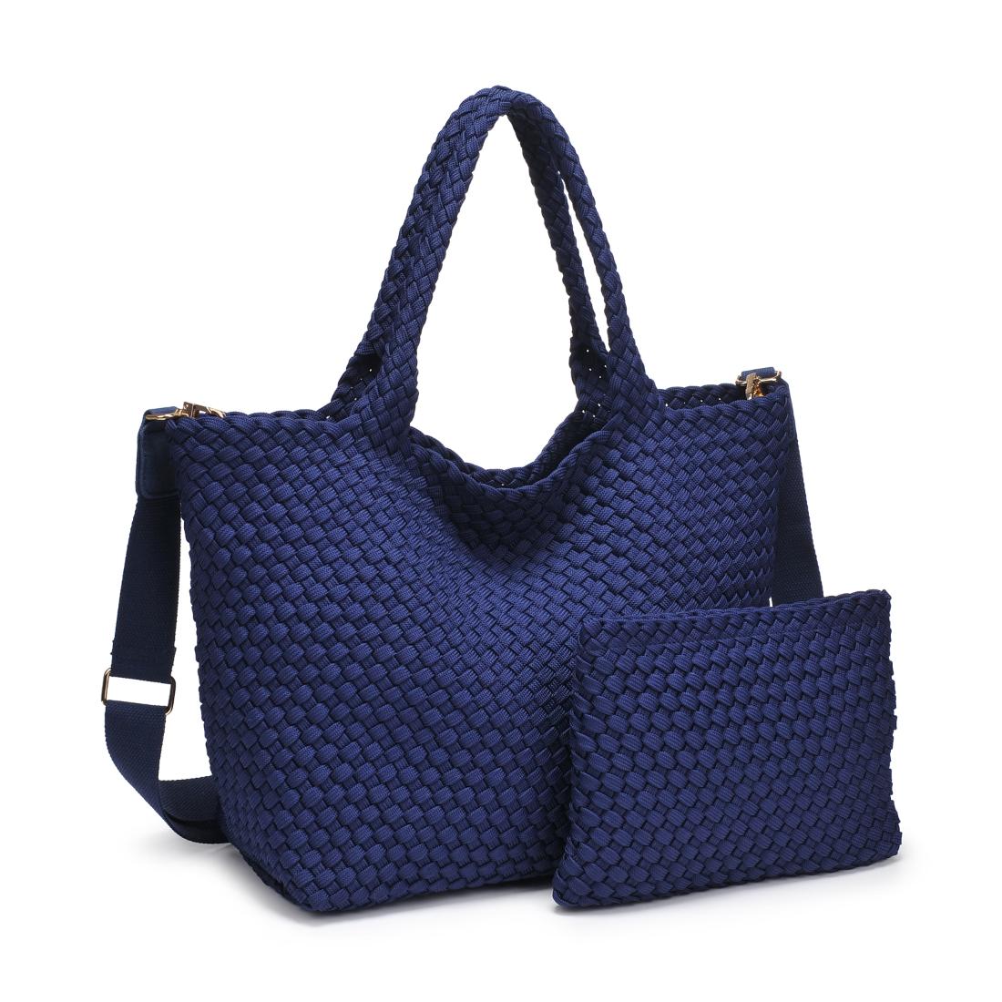 Product Image of Sol and Selene Sky's The Limit - Medium Laced Up Eco-Edition Tote 841764111614 View 6 | Navy