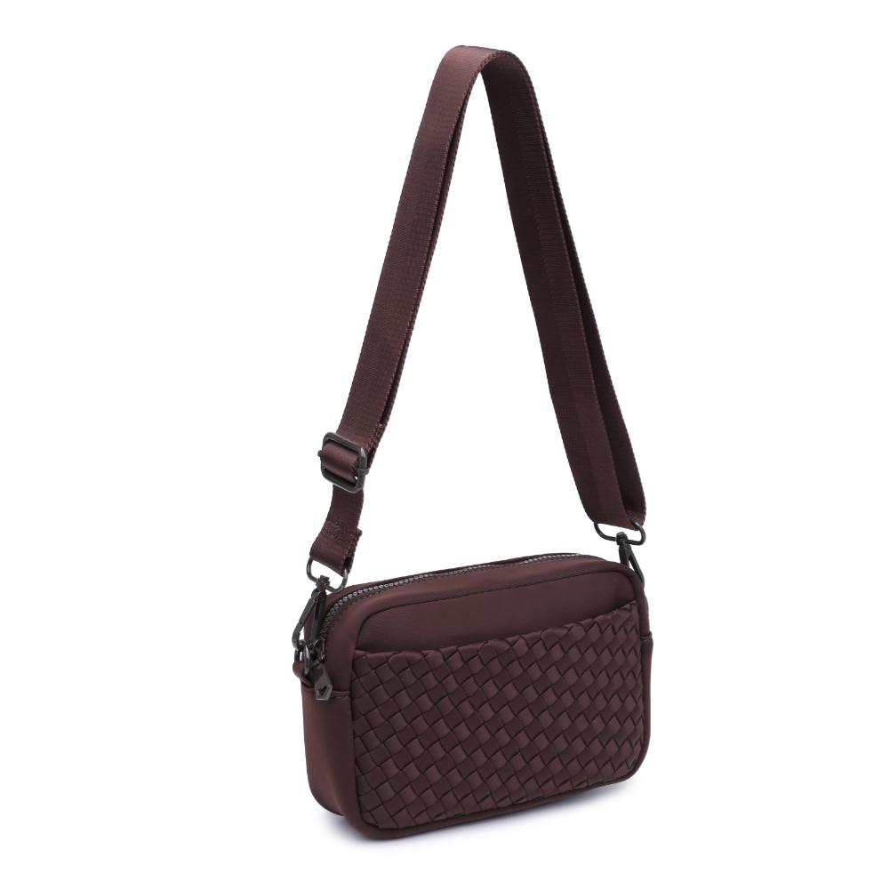 Woman wearing Chocolate Sol and Selene Inspiration - Woven Neoprene Crossbody 841764110495 View 6 | Chocolate