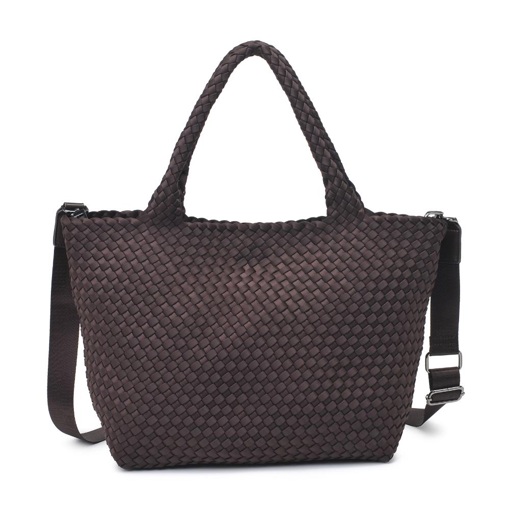 Woman wearing Chocolate Sol and Selene Sky's The Limit - Medium Tote 841764110341 View 5 | Chocolate