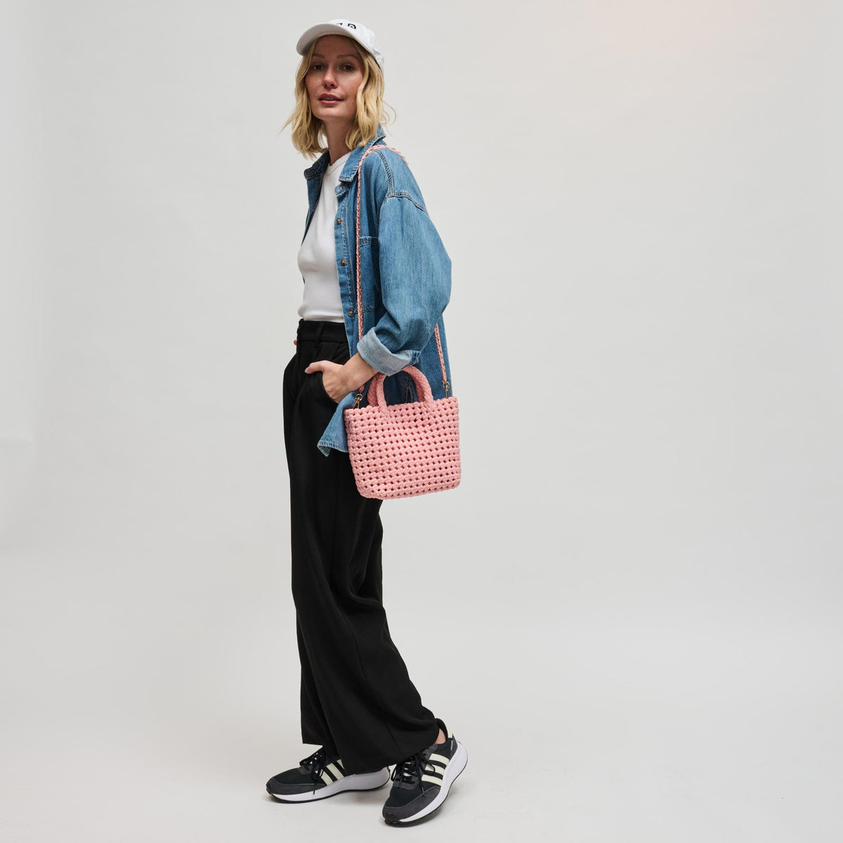 Woman wearing Blush Sol and Selene Ambrosia Small Crossbody 841764112673 View 4 | Blush