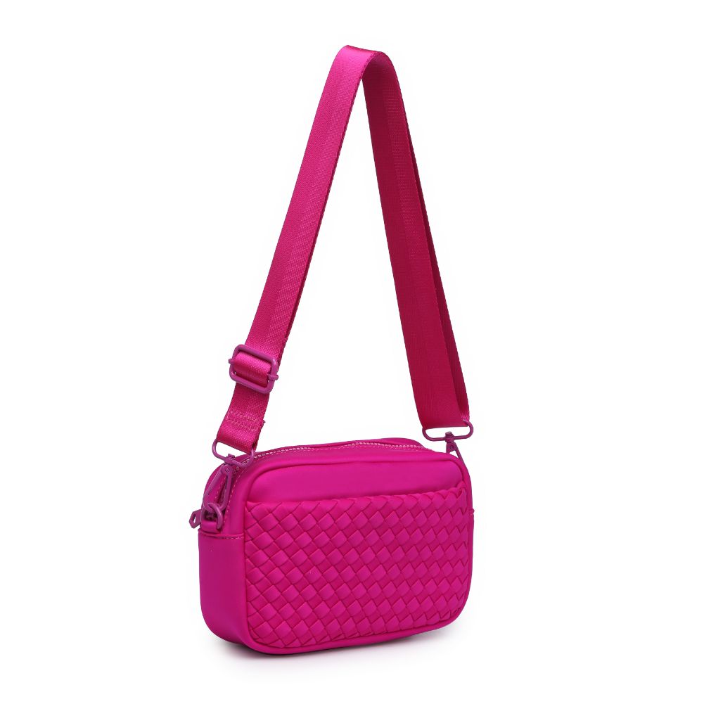 Woman wearing Fuchsia Sol and Selene Inspiration - Woven Neoprene Crossbody 841764108331 View 6 | Fuchsia