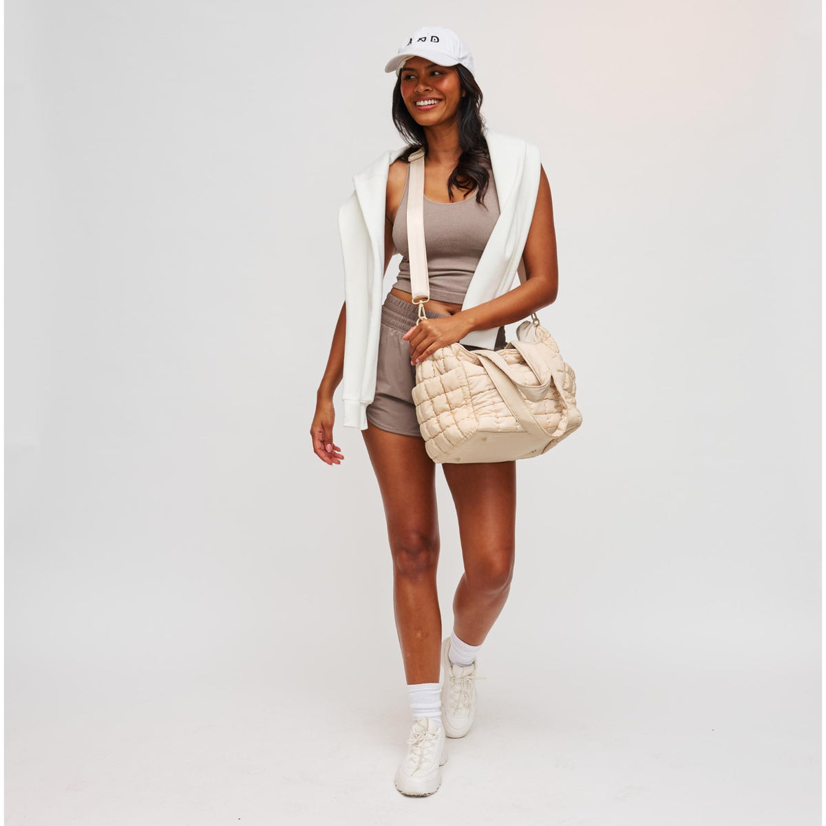 Woman wearing Cream Sol and Selene Dreamer Tote 841764109451 View 3 | Cream